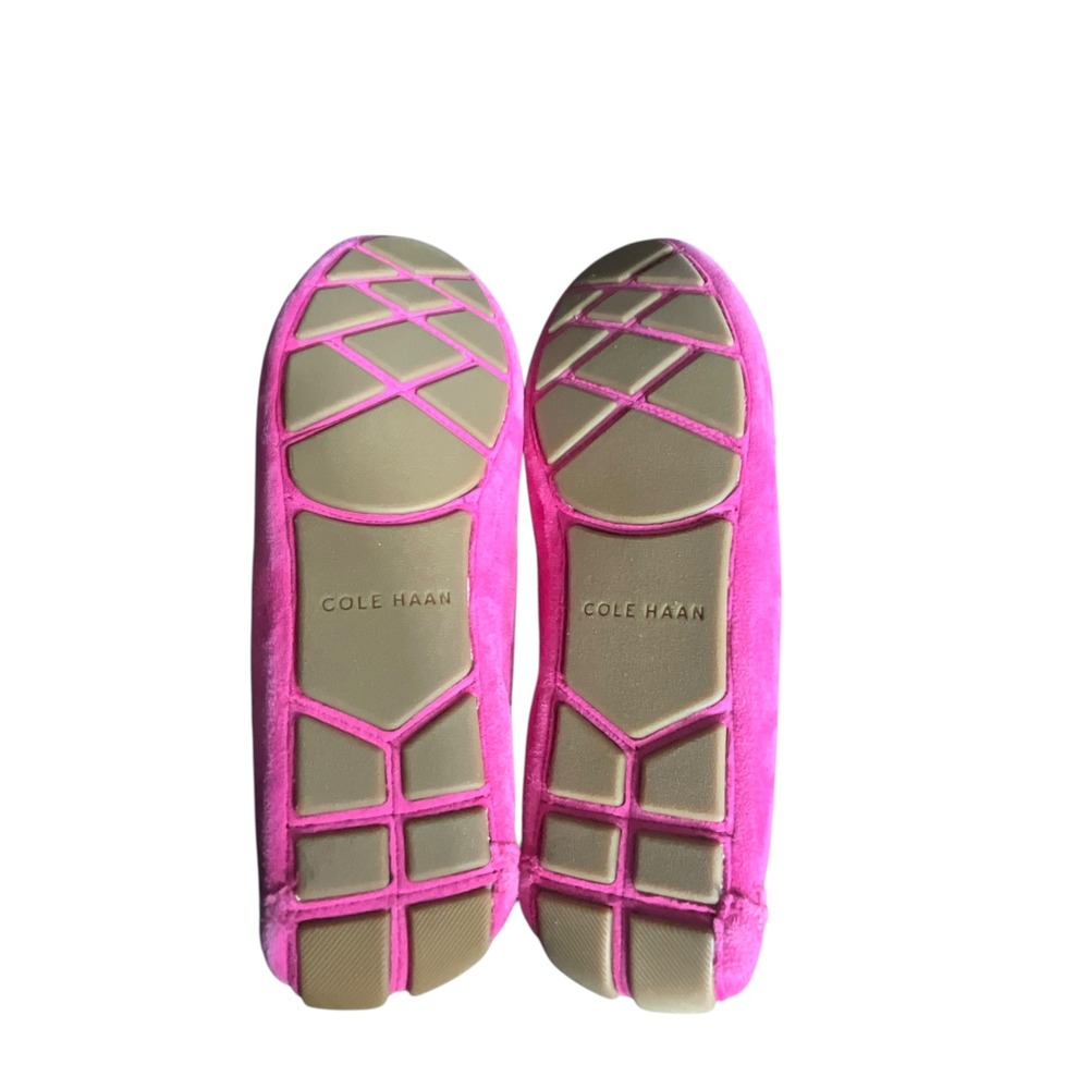 Cole Haan Evelyn Loafers Women 7.5 Pink Suede Driver Knotted Strap Gold Accent - Picture 6 of 11